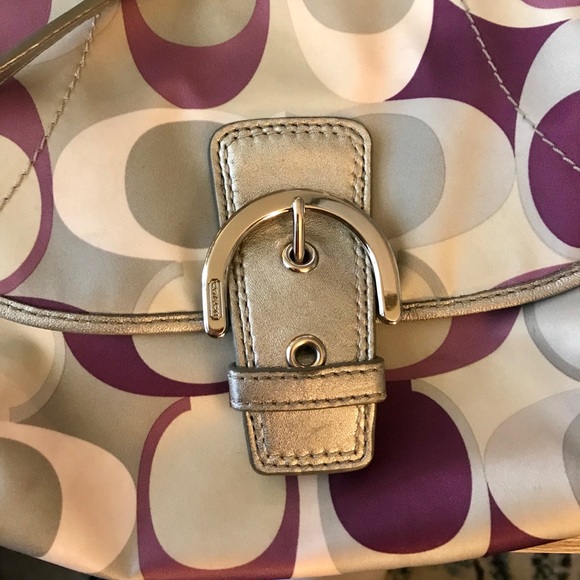Purple & silver Coach Purse - Picture 2 of 5